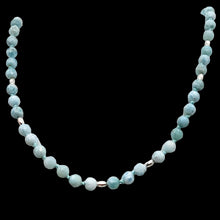 Load image into Gallery viewer, Larimar Faceted Round Bead Sterling Silver Necklace | 21" Long | Blue |