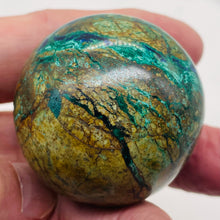 Load image into Gallery viewer, Azurite Chrysocolla Scrying Sphere | 2" | 190g | Green Blue Tan | 1 Sphere |