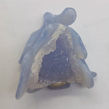 Load image into Gallery viewer, Blue Chalcedony Carved Druzy 65 cts Triple Drilled Flower Bead | 40x25x20mm |