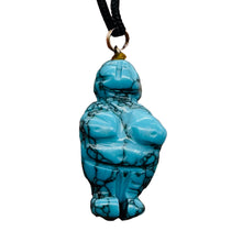 Load image into Gallery viewer, Goddess Howlite Stone Pendant Necklace | 3/4' Long | Blue, Black | 1 Pendant |