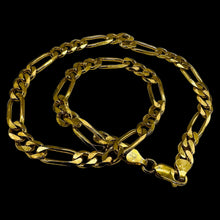 Load image into Gallery viewer, Italian 18K Gold Vermeil Figaro Chain Bracelet 7mm 16" Sterling Silver 25g