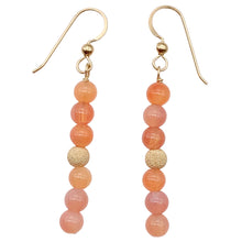 Load image into Gallery viewer, 14K Gold Filled Peach Chalcedony with Gold Disco Ball Earrings | 2 inches long |