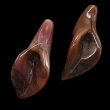 Load image into Gallery viewer, Fancy Jasper Lily Carved Flower Beads | 35x16x12mm | Pink, Burgundy | 2 Beads |