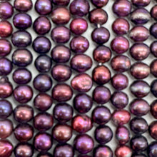 Load image into Gallery viewer, Fresh Water Pearls 16" Strand Near Round Pearls | 8x7mm|Golden Purple| 1 Strand|