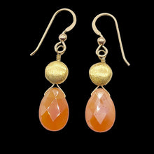 Load image into Gallery viewer, Botswana 14K Gold Filled Faceted Briolette Earrings | 1 3/4" Long | Peach |