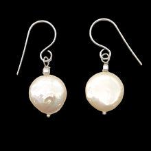 Load image into Gallery viewer, Natural Peach Coin FW Pearl Drop/Dangle Earrings | 1 1/4" Long | Peach |