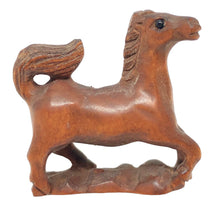 Load image into Gallery viewer, Carved Trotting Pony Horse Boxwood Ojime/Netsuke Bead | 29x28x11mm | Brown