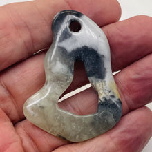 Load image into Gallery viewer, Serpentine New Jade 14g Irregular Loop Pendant Bead | 54x40x5mm | Gray, White |