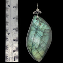 Load image into Gallery viewer, Labradorite Sterling Silver Drop Pendant | 2" Long | Blue Green |
