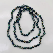 Load image into Gallery viewer, Fresh Water Rainbow Pearl Hand-Knotted Necklace |32" Long | Blue Purple Gold |