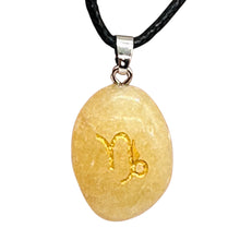 Load image into Gallery viewer, Zodiac Capricorn Jasper Stone Oval Pendant | 1 1/2" Long | Yellow | 1 Pendant |