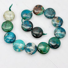 Load image into Gallery viewer, Seven Beads of Natural Chrysocolla 12mm Coin Beads 10421