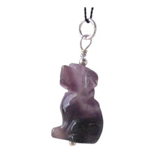 Load image into Gallery viewer, Faithful Natural Amethyst Carved Dog Sterling Silver Pendant 509261AMS