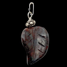 Load image into Gallery viewer, Ocean Jasper Carved Autumn Leaf Bead Sterling Silver Pendant | 1 3/4" Long |