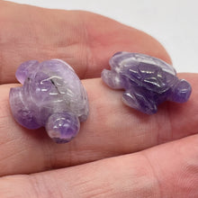 Load image into Gallery viewer, Majestic 2 Carved Amethyst Sea Turtle Animal Beads