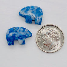 Load image into Gallery viewer, 2 Roar Hand Carved Natural Lapis Bear Beads 9252LP | 15x12x4mm | Blue and White