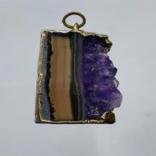 Load image into Gallery viewer, Amethyst Crystal Slice Gold Framed | 1 1/4" Long | Purple Clear | 1 Pendant |