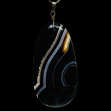 Load image into Gallery viewer, Stunning! Black and White Sardonyx 14Kgf Wire Wrap Pendant | 2 3/4 Inch Long |