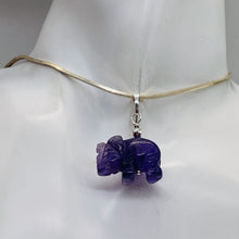 Load image into Gallery viewer, Amethyst Carved Elephant Sterling Silver Pendant |20x16x9mm (Elephant)|