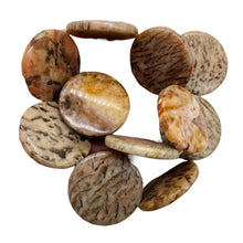 Load image into Gallery viewer, Feldspar Coin Bead Strand | 35x6mm | 11 Beads | Tan Black Red |