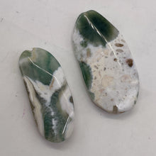 Load image into Gallery viewer, Ocean Jasper Old Stock Long Oval Beads|45x22x6 to38x20x7mm|Green, White|2 Beads|