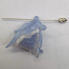 Load image into Gallery viewer, Blue Chalcedony Carved Druzy 65 cts Triple Drilled Flower Bead | 40x25x20mm |