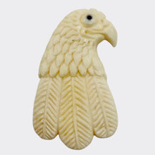 Load image into Gallery viewer, Carved Eagle Pendant Bird Bead | 37x32x4mm | White Black | 1 Bead |