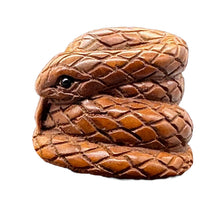 Load image into Gallery viewer, Year of the Snake 2025 Coiled Boxwood Bead | 1 Netsuke | | 17x22x23mm | Brown