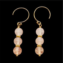 Load image into Gallery viewer, Morganite AA A Beads Rose Gold Earrings | 1" Long | 1 Pair |
