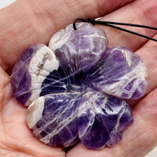 Load image into Gallery viewer, Amethyst Carved Pendant Flower | 55x8mm | Purple White | 1 Bead |