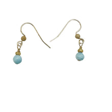 Load image into Gallery viewer, Natural Hemimorphite Yellow Gold 14kgf Earrings | 1 1/2" Long | Blue | 1 Pair |