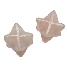 Load image into Gallery viewer, Kabbalah 2 Carved Rose Quartz Merkaba Star Beads | 25x15x15mm | Pink