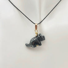 Load image into Gallery viewer, Hematite Triceratops Dinosaur with 14K Gold-Filled Pendant 509303HMG
