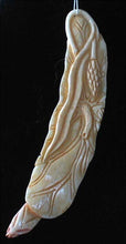 Load image into Gallery viewer, Hand Carved Frogs On Lotus Leaf Pendant Bead | 3" Long| Green, Red, Cream |