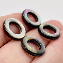 Load image into Gallery viewer, Mother of Pearl Natural Pi Circle Round Beads | 18x4mm | Black | 4 Beads |