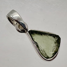 Load image into Gallery viewer, Moldavite 8.22ct Sterling Silver Triangle Pendant | 1" Long | Green | 1 Pendant|