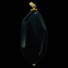 Load image into Gallery viewer, Natural Blue Tiger Eye Faceted Flat Oval Nugget Pendant 2" Blue Black Gemstone