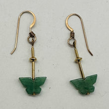 Load image into Gallery viewer, Jade Butterfly 14K Rose Gold Filled Leaf Earrings | 1 3/4" Long| Green | 1 Pair|