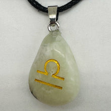 Load image into Gallery viewer, Zodiac Libra New Jade Stone Oval Pendant | 1 1/2" Long | Green | 1 Pendant |