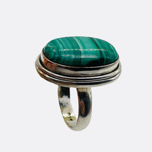 Load image into Gallery viewer, Gemstone Oval Malachite Sterling Silver Ring | Size 7 | Green | 1 Ring |