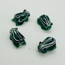 Load image into Gallery viewer, Frog Lampwork Glass Jumping Froggie Beads| 17x12x9mm | Forest Green | 4 Beads |