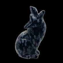 Load image into Gallery viewer, Hand-Carved Howling Coyote Wolf | 58x30x23mm | Black White | 1 Figurine |