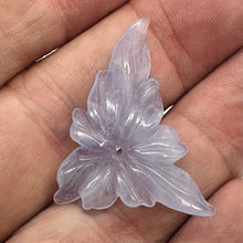 Load image into Gallery viewer, Chalcedony 15ct Hand Carved Flower Pendant Bead| 34X27X4mm| Blue| 1 Pendant Bead