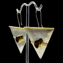 Load image into Gallery viewer, Garnet Sterling Silver Triangle Earrings | 2" Long | Red Silver | 1 Pair |