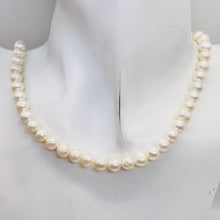 Load image into Gallery viewer, Round Fresh Water Wedding Pearls 16" Strand | 7mm | Glowing White | 56 Pearls |