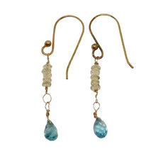 Load image into Gallery viewer, Blue Zircon and Aquamarine w/14K Gold Earrings