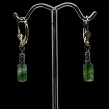 Load image into Gallery viewer, Moss Agate Cube Bead Sterling Silver Earrings | 1 1/4" long | Green, Clear |