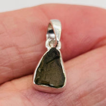 Load image into Gallery viewer, Moldavite 8.31ct Sterling Silver Triangle Pendant | 3/4" Long |Green| 1 Pendant|