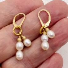 Load image into Gallery viewer, Faceted Pearl 14K Gold Filled Lever Back Earrings | 1 1/2" Long| White| 1 Pair |