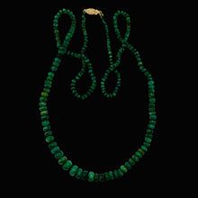 Load image into Gallery viewer, Emerald Graduated 3 to 7mm Rondelle Necklace | 26&quot; Long | 77 tcw | Green |
